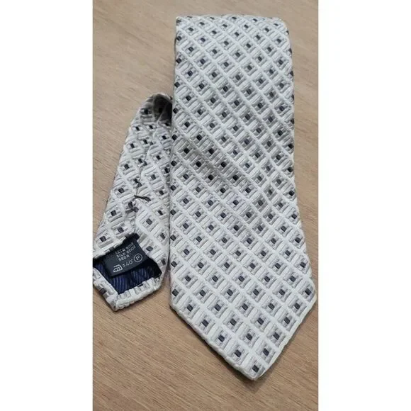 Ermenegildo Zegna 3.75x58 Mens Tie Silk Made In Italy Classic Geometric